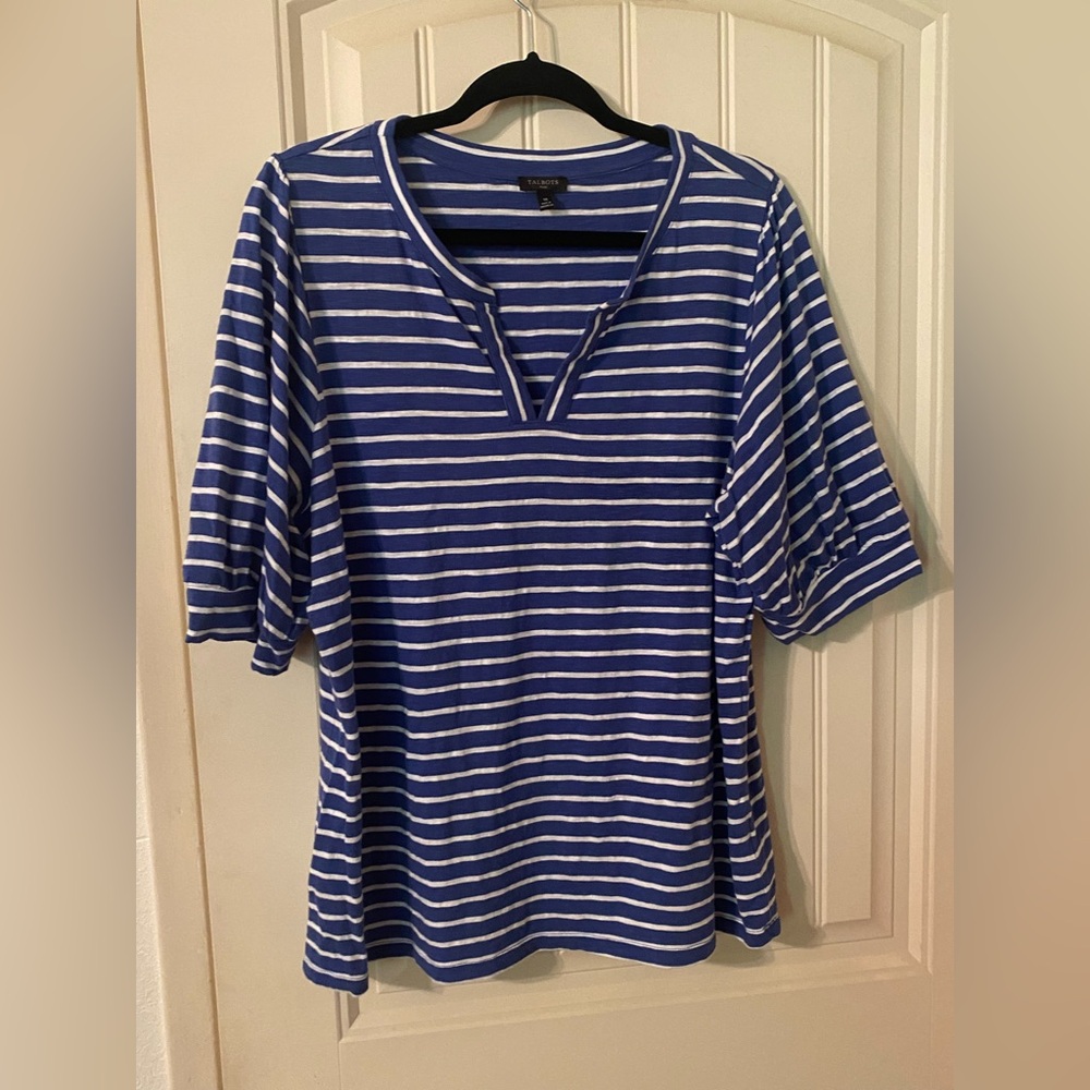 Talbots Blue and White Striped Women's Top